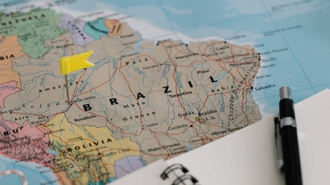 brazil small map on atlas