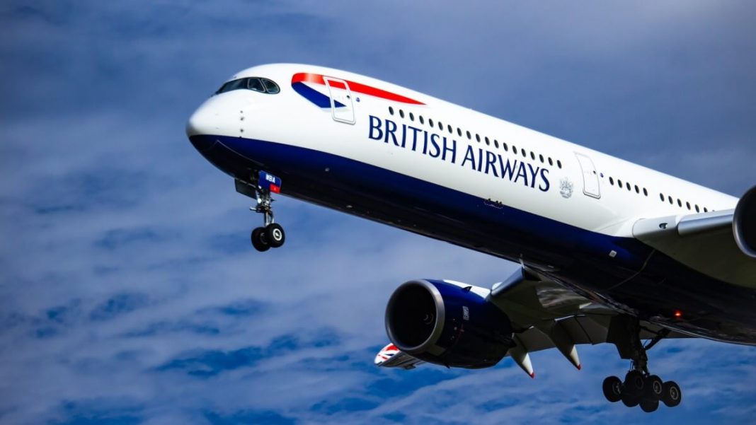 british airways uk airplane flying high blue sky
