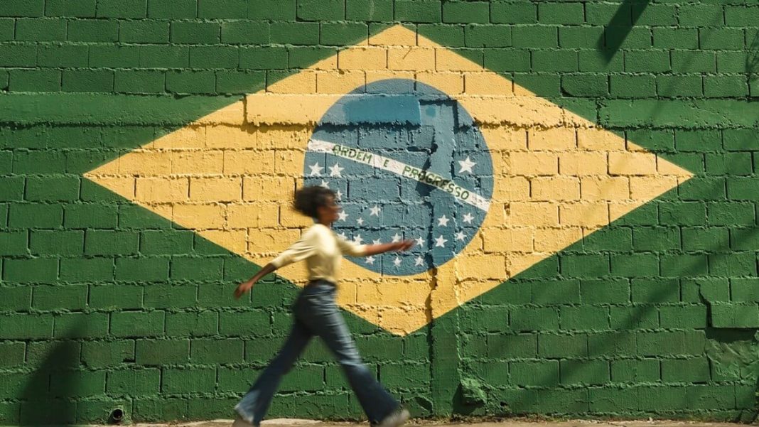 brazil flag painted on wall blocks