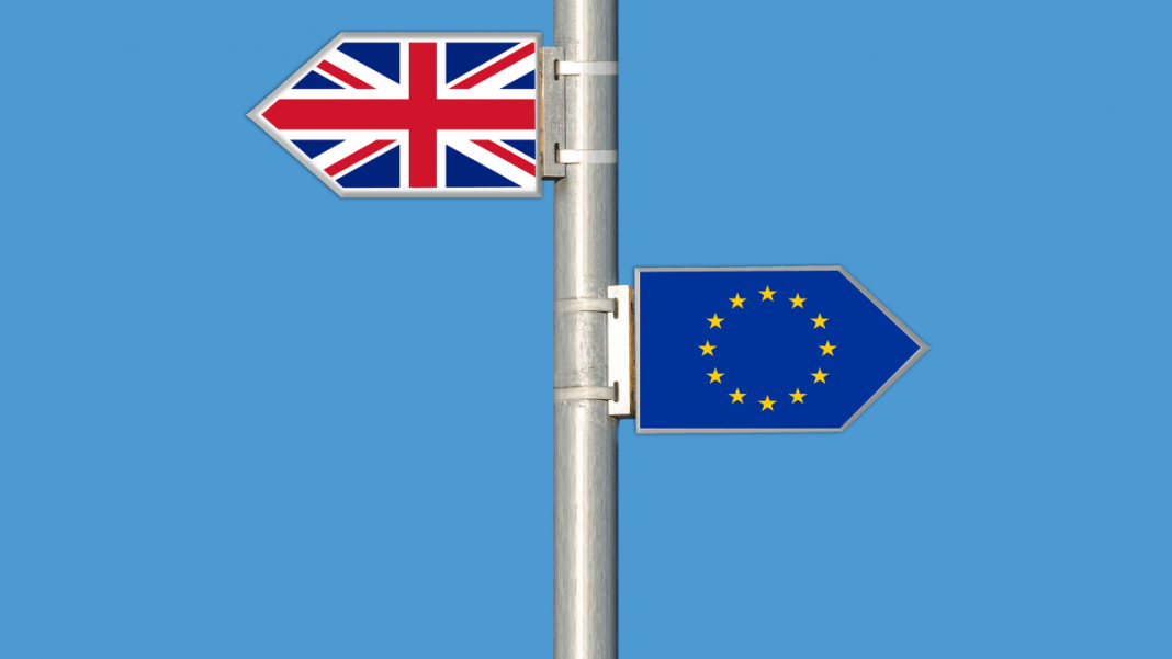 uk eu flags in street lights
