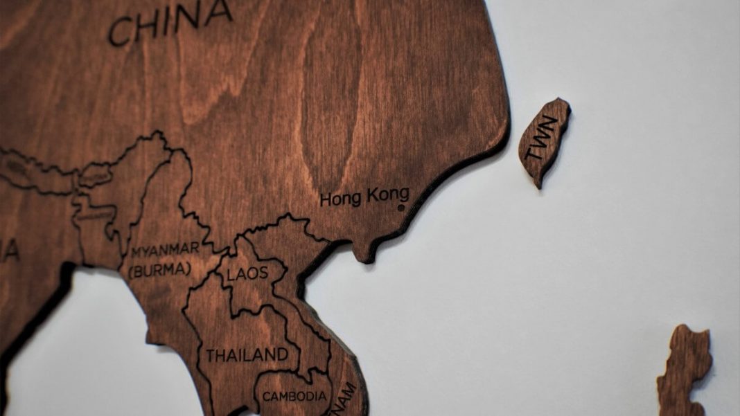 wooden map of some asia countries