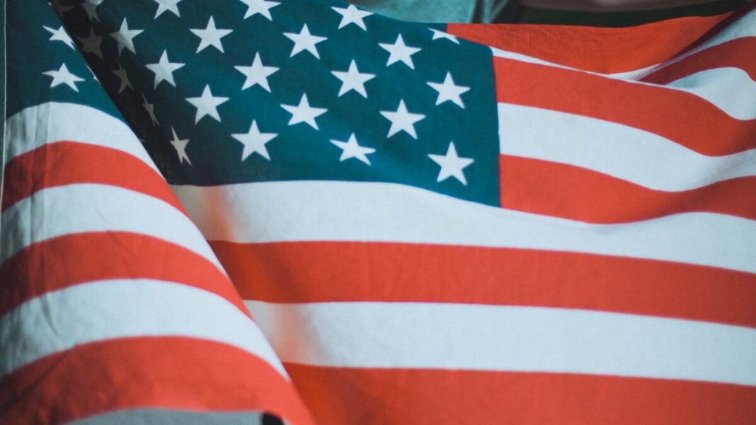 close up of united states of america flag