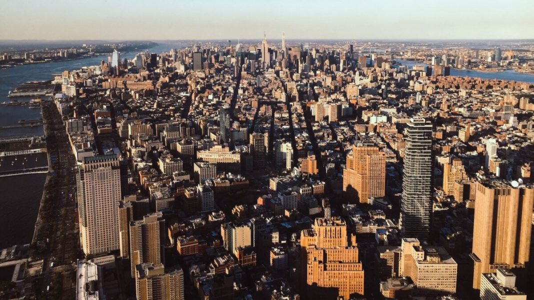 us new york city building drone view