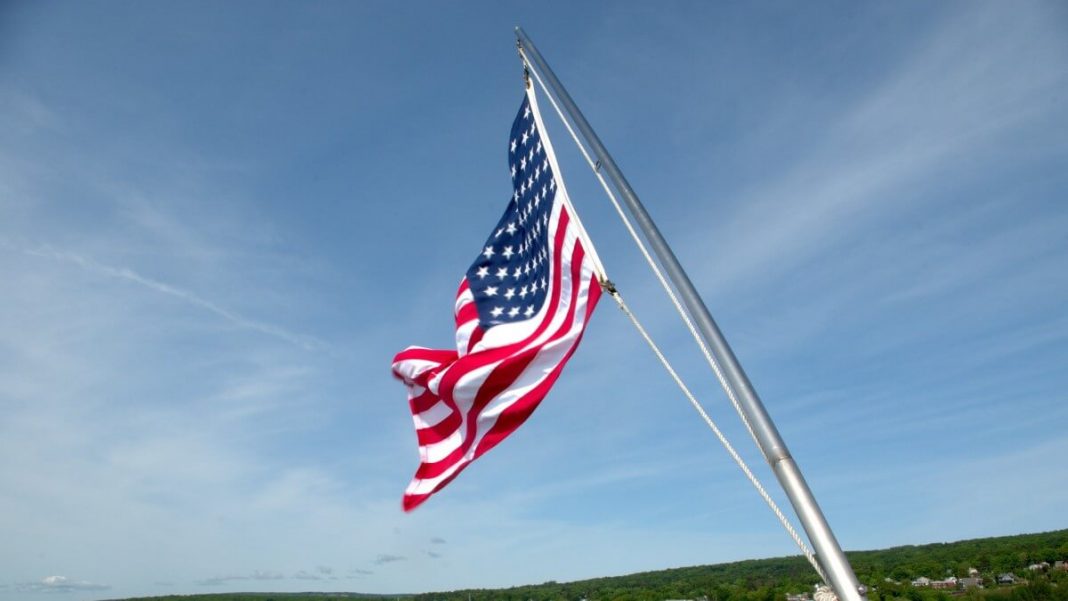 flag of united states waving in flagstaff