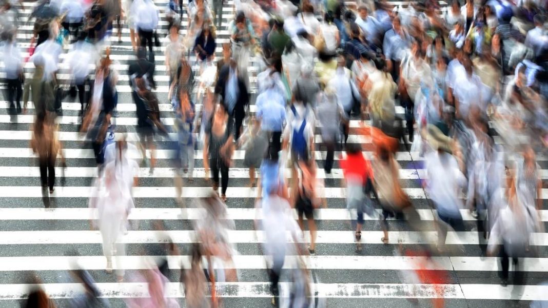 timelapse of people walking in the pedestrians