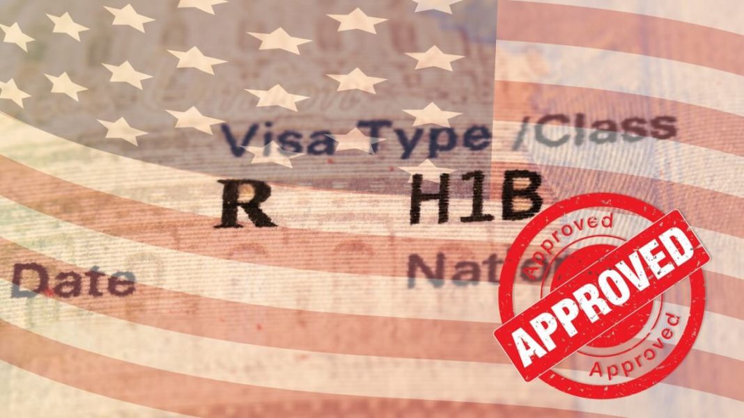 USA temporary work visa H1B approval stamp