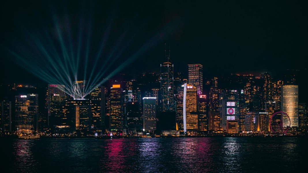 hong kong skyline nighttime