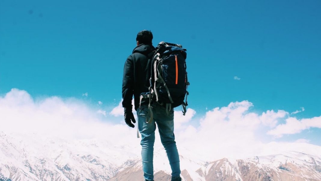 backpackers in mountain