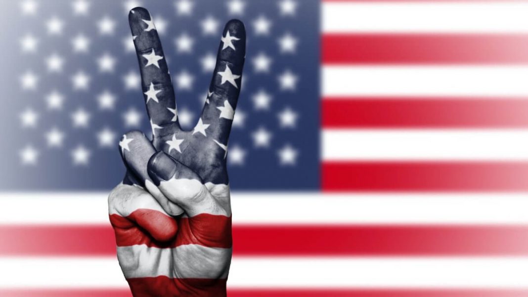 peace sign us flag