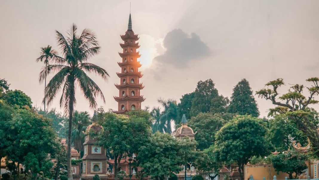 pagoda hanoi vietnam city view