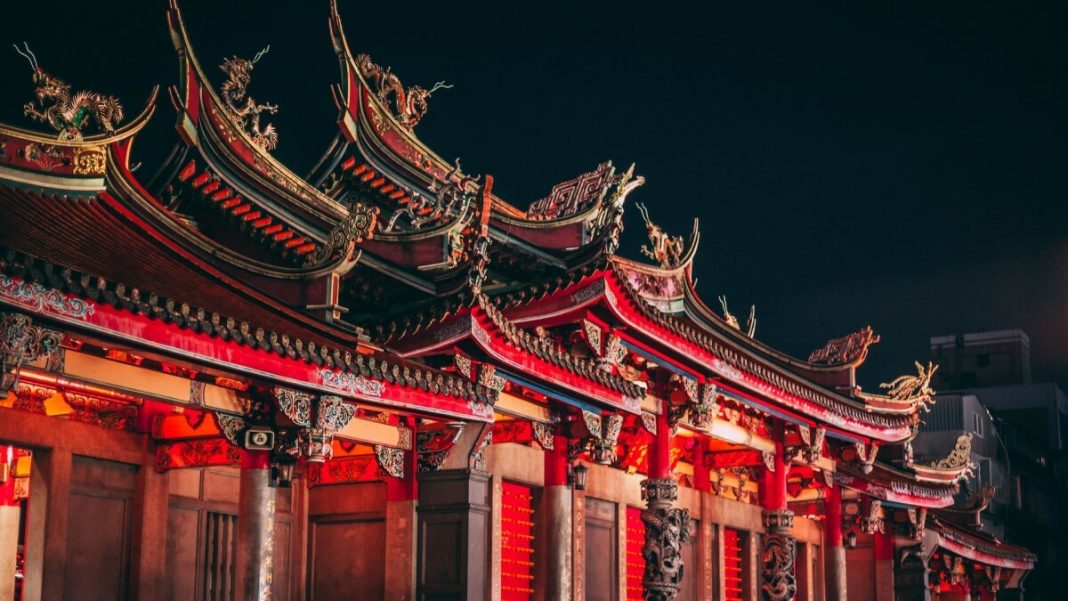 red lungshan temple view taipei taiwan