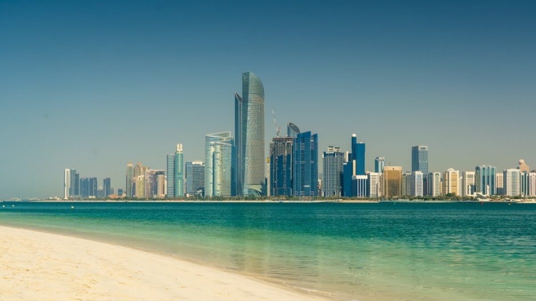 abu dhabi beach skyscrapers view
