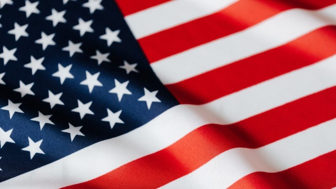 close up of american flag