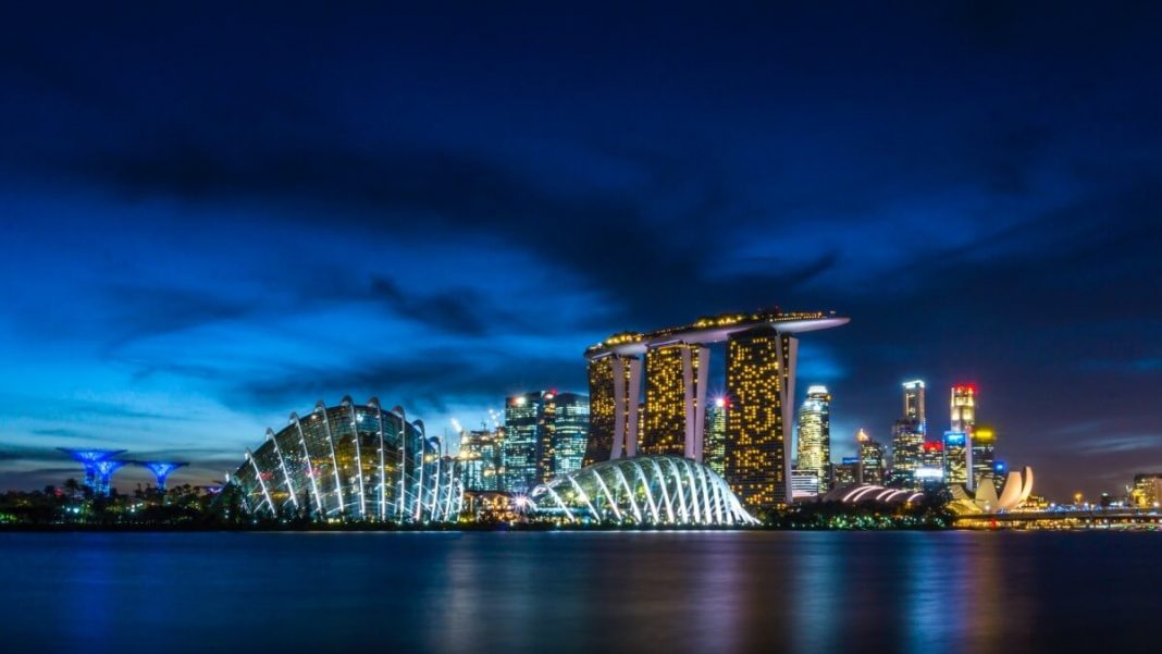 singapore city lights night view